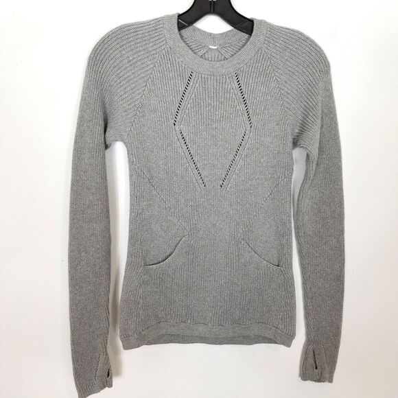 Lululemon The Sweater The Better Womens 4 Gray Long Sleeve Knit Pullover Jumper - Picture 1 of 7
